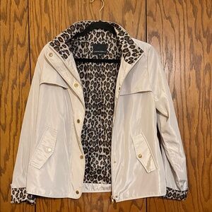 Cynthia Rowley Beige Utility Jacket with Leopard Lining